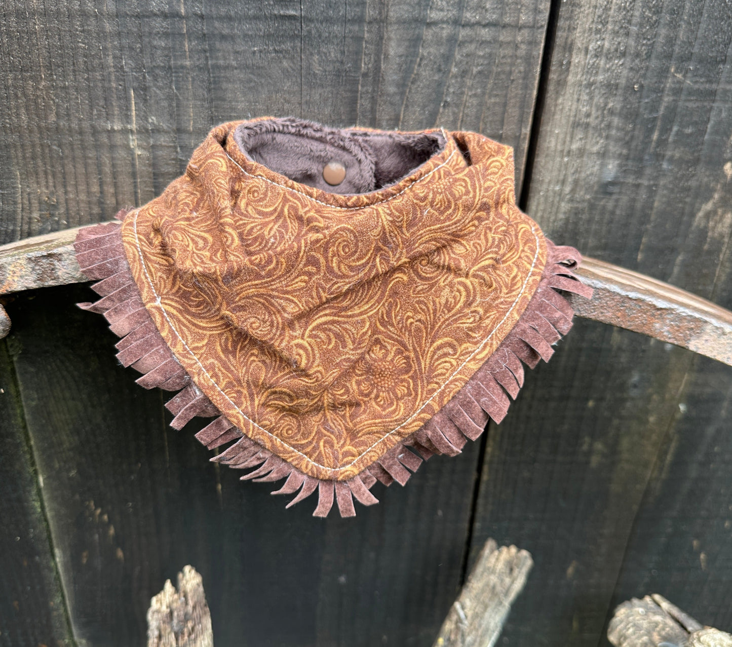 Tooled Leather Buckaroo Baby Bib