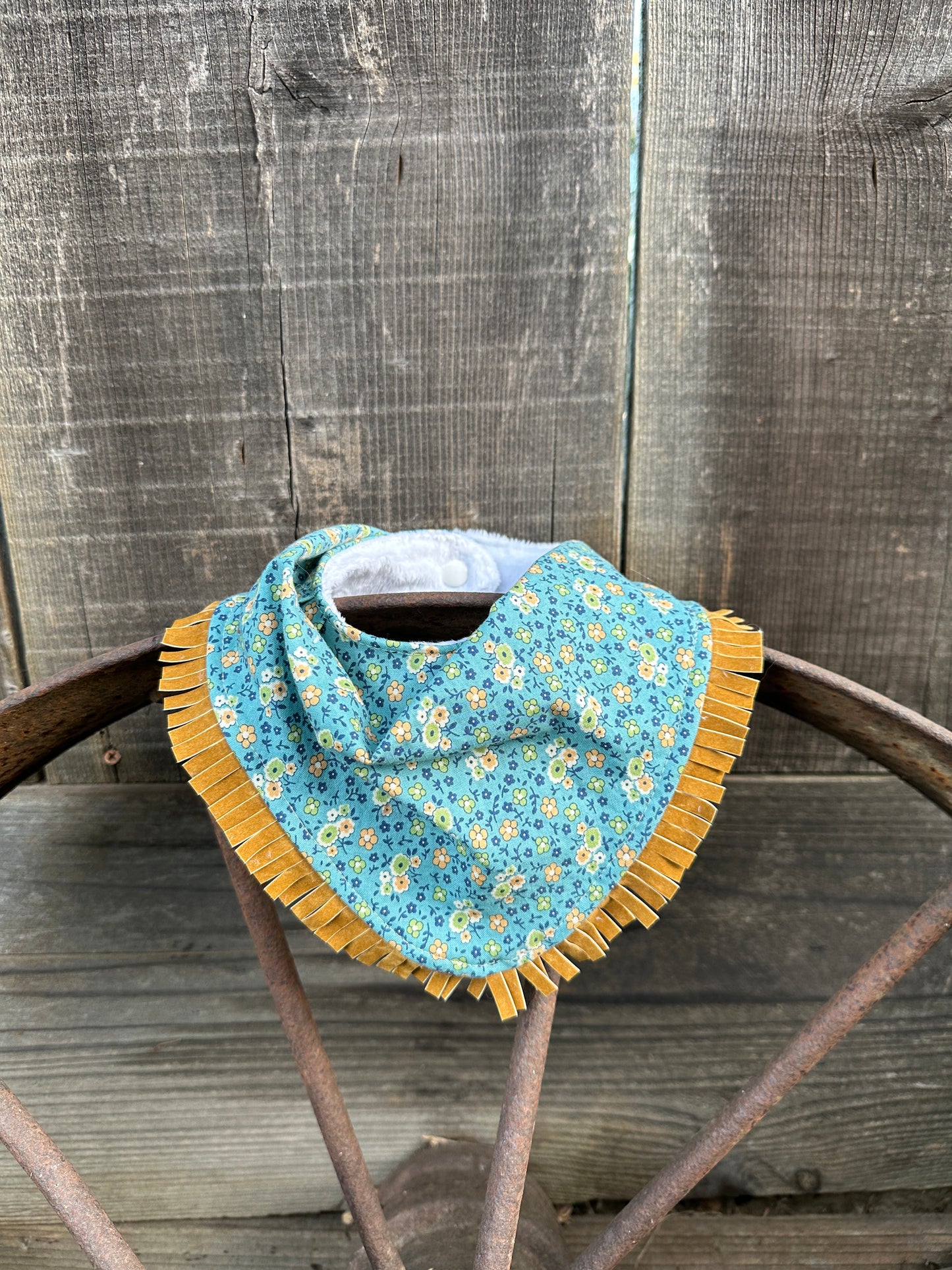 Tiny Blue Floral Buckaroo Baby Bib