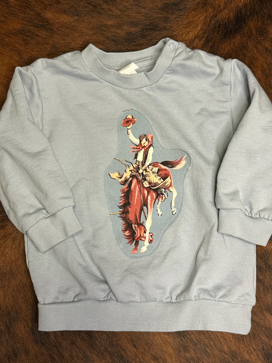 Light Blue Bronc Sweatshirt, Size 12 mons.