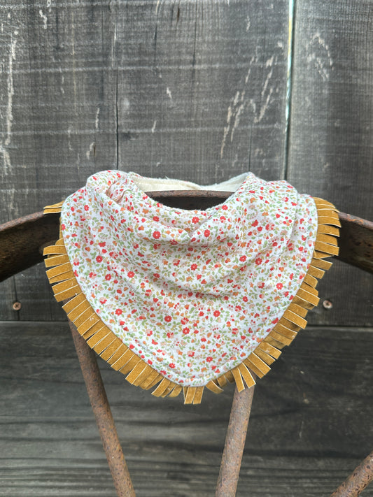 Sweet Tiny Coral Floral Buckaroo Baby Bib