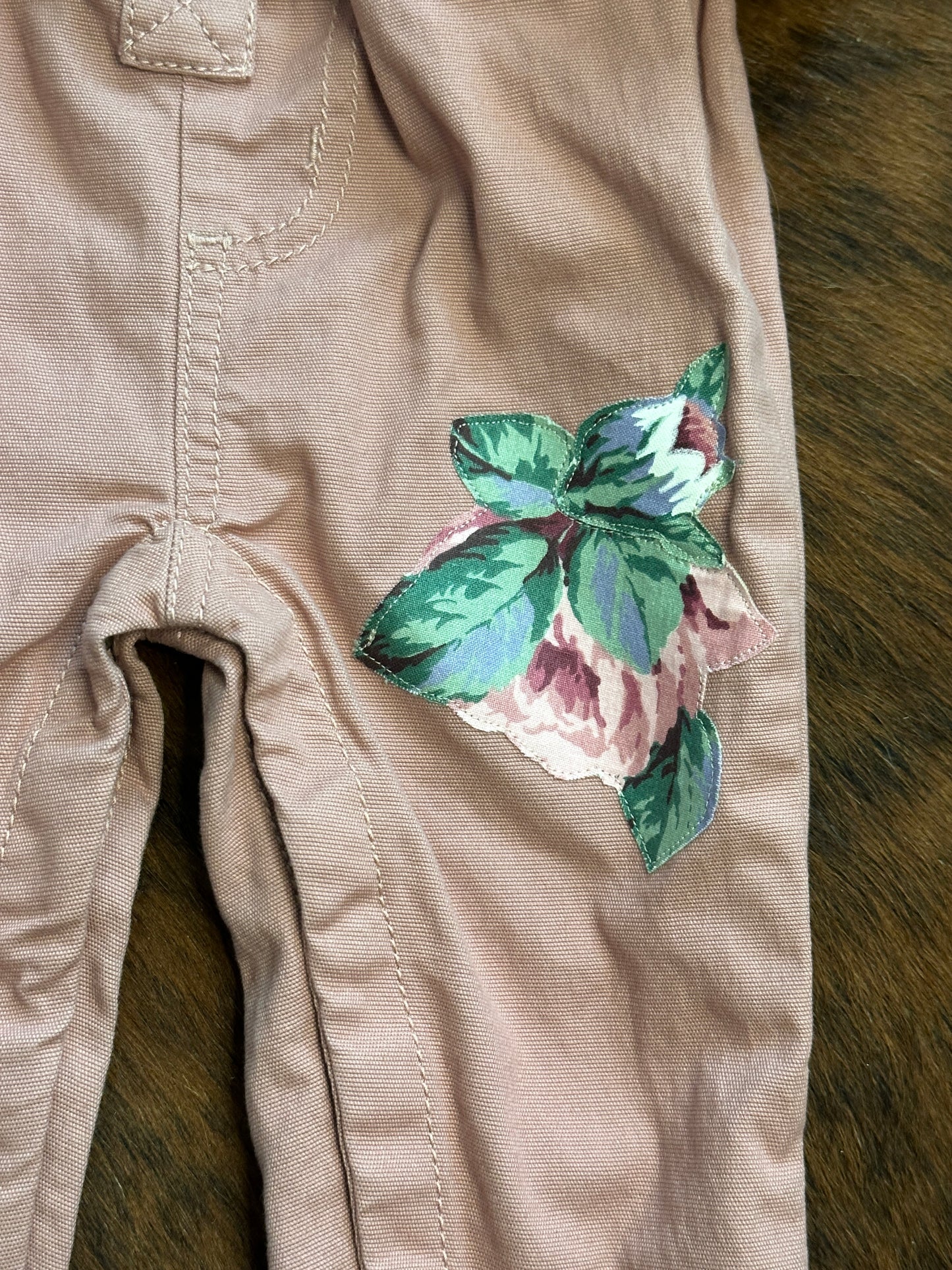 Bronc and Roses on Pink Jumpsuit, Size 12 mons.
