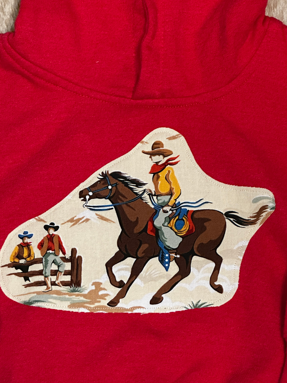 Cowboy on the Range on Red Hooded Sweatshirt, Size 2T