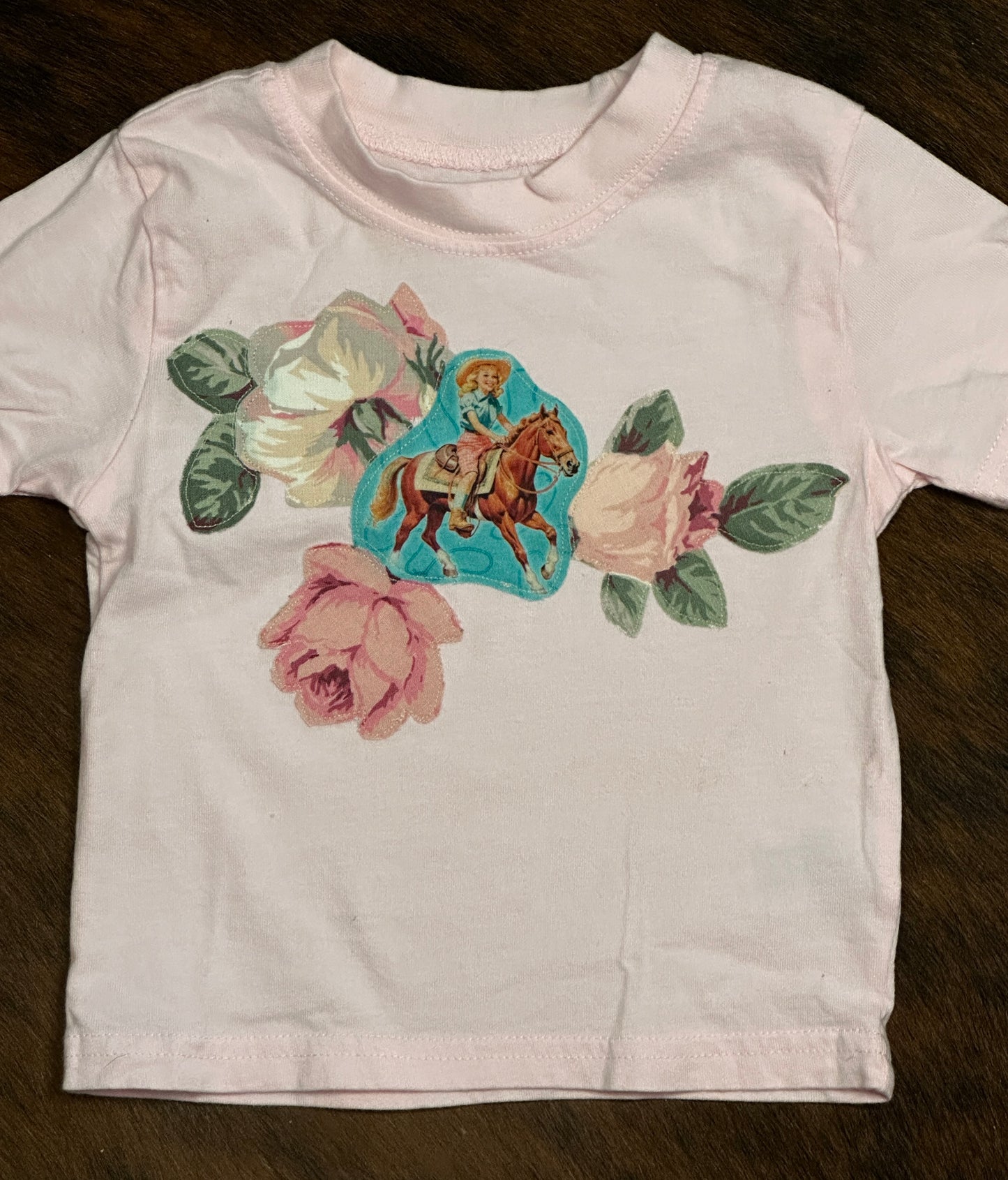 Cowgirl & Roses Light Pink Tee, Size 12 mons.