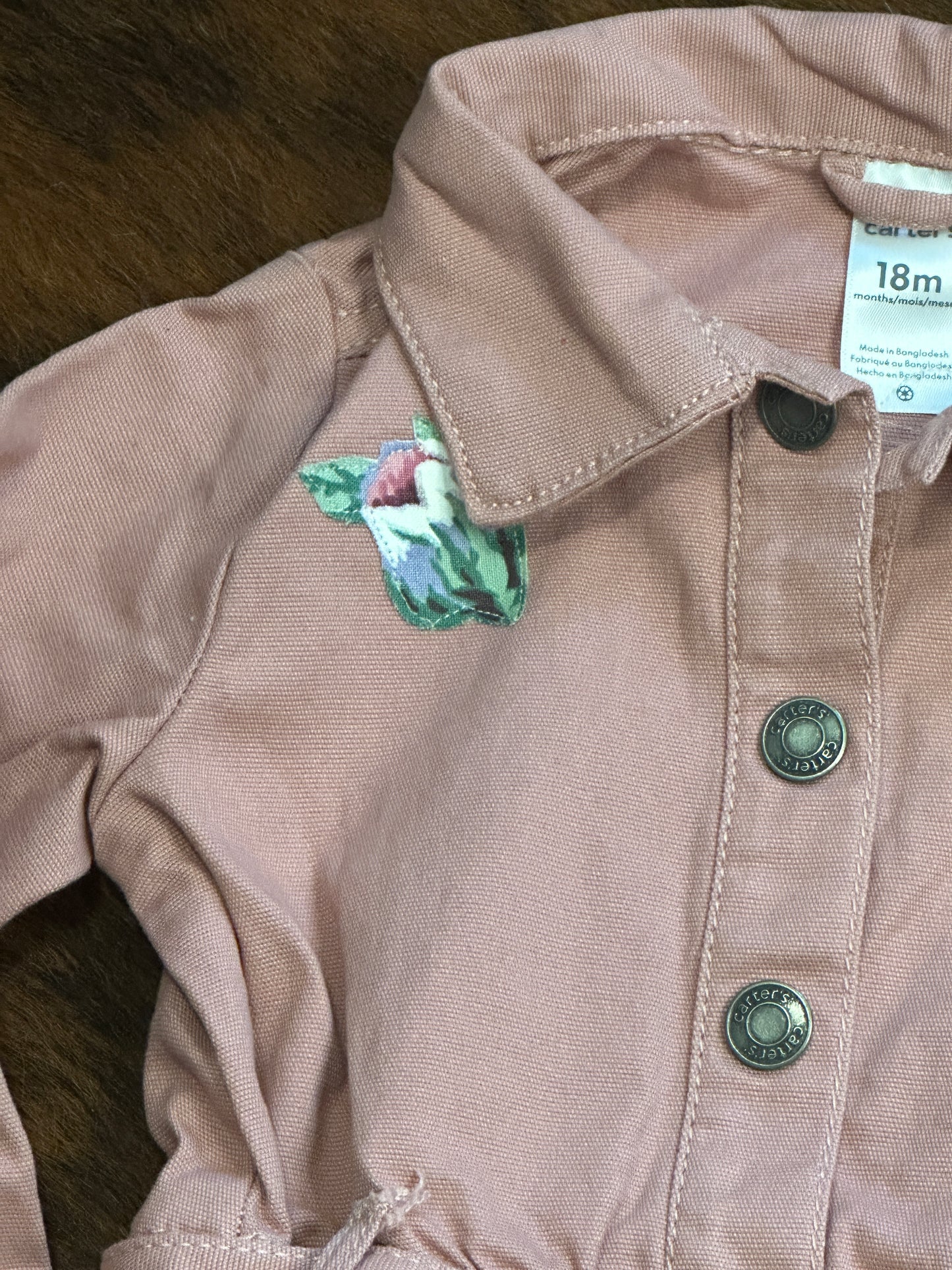 Bronc and Roses on Pink Jumpsuit, Size 18 mons. #1