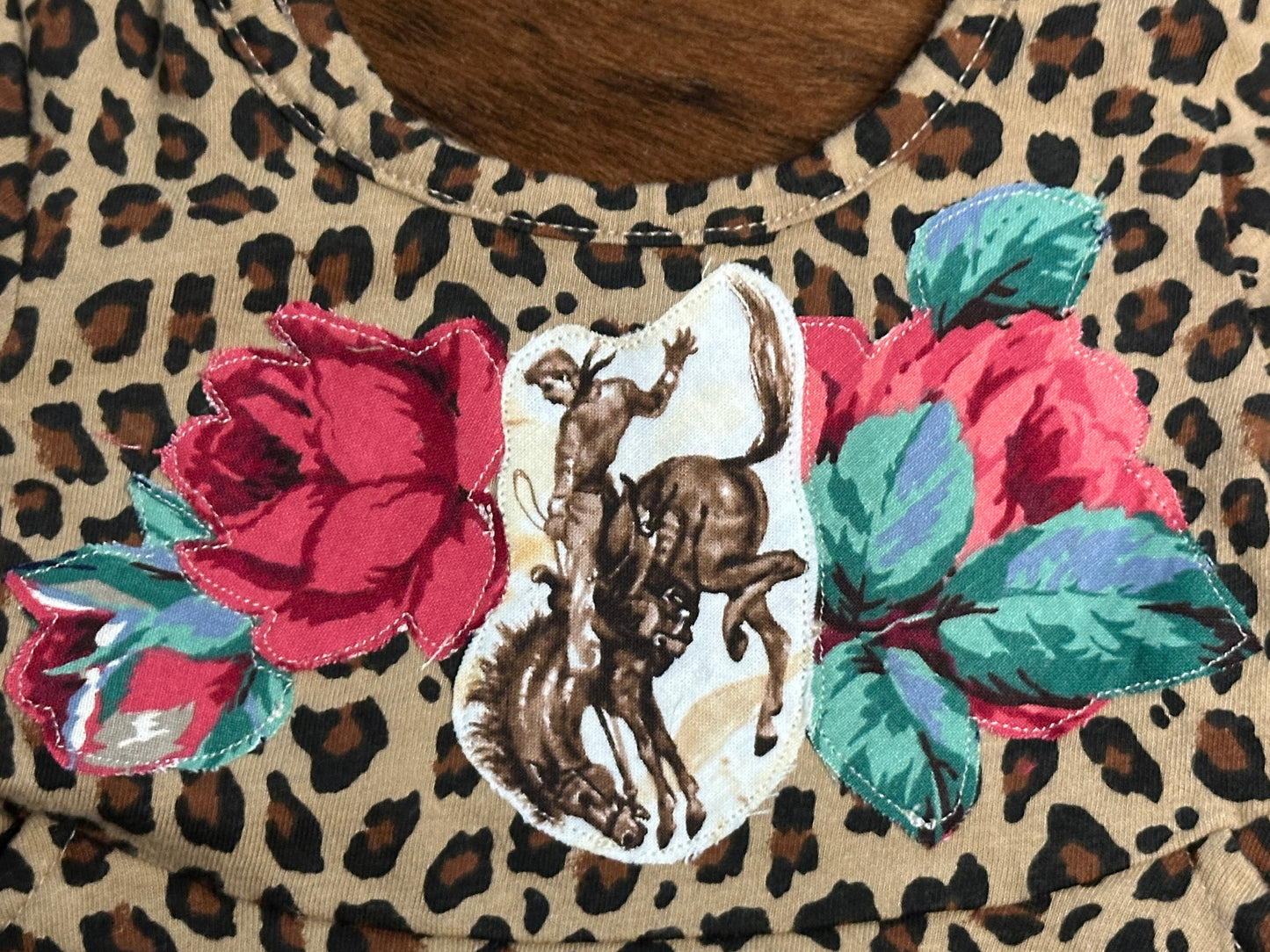 Bronc & Roses on Leopard Twirl Dress, Size 12-18 mons.