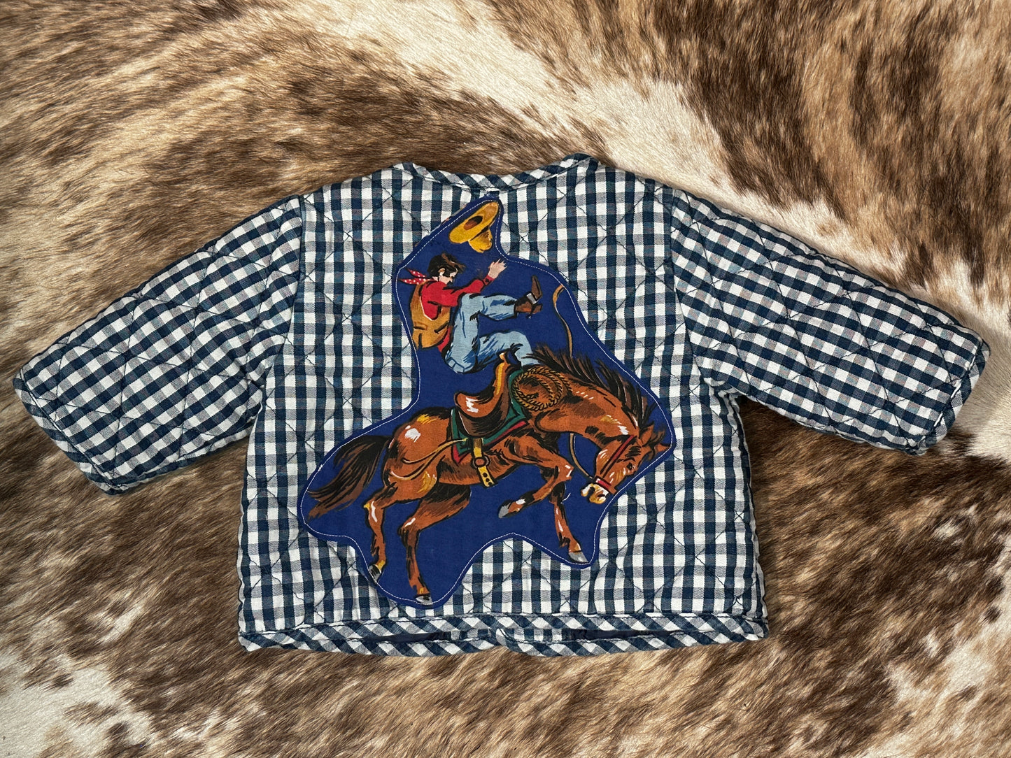Blue Gingham Quilted Jacket, Size 0-3 mons.