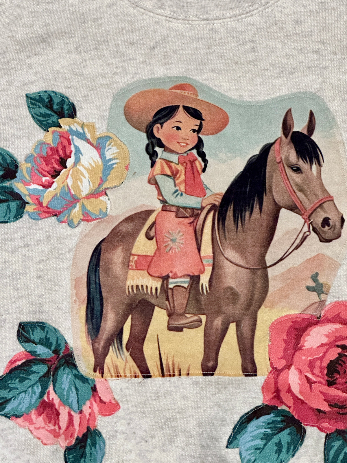 Cowgirl & Roses in Natural Heather Sweatshirt, Size 4T
