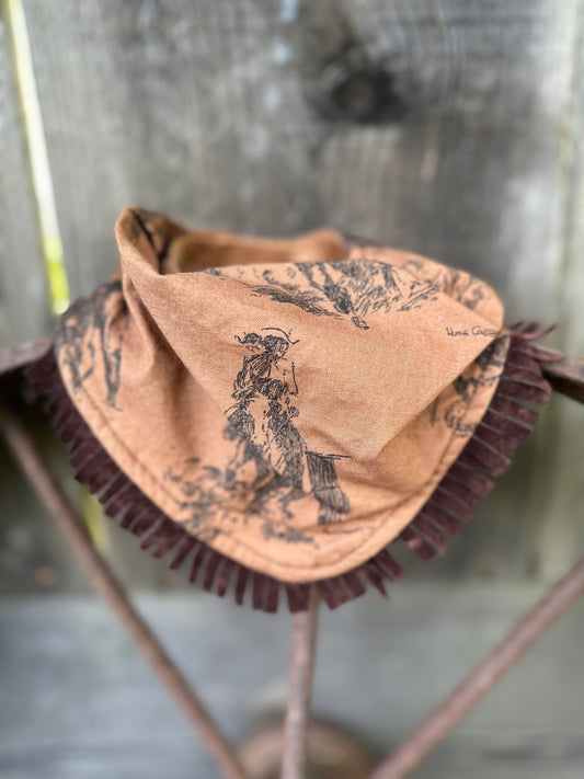 Barrel Racer Sketch on Brown Buckaroo Baby Bib