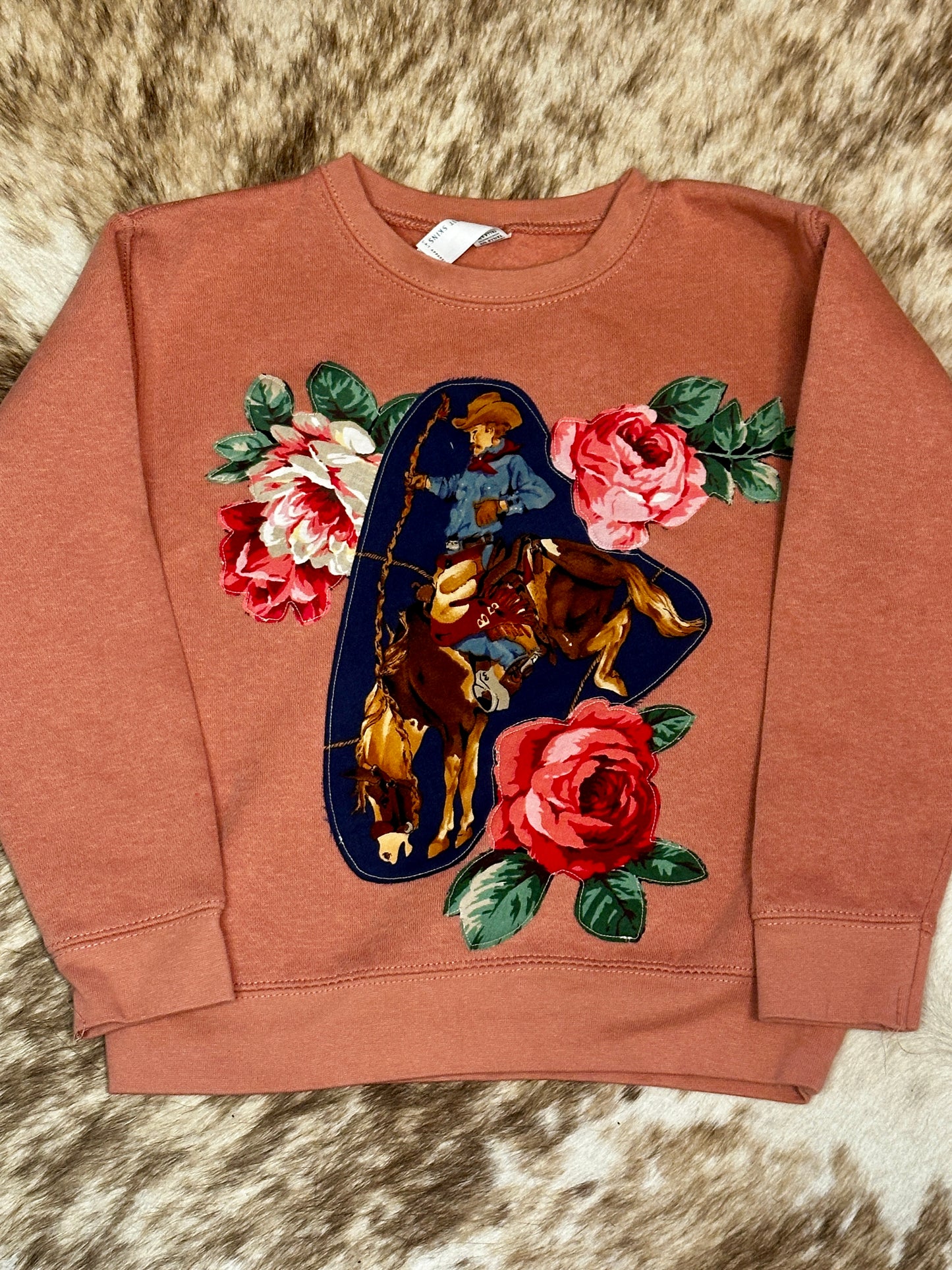 Bronc and Roses, Size 5/6 Sweatshirt