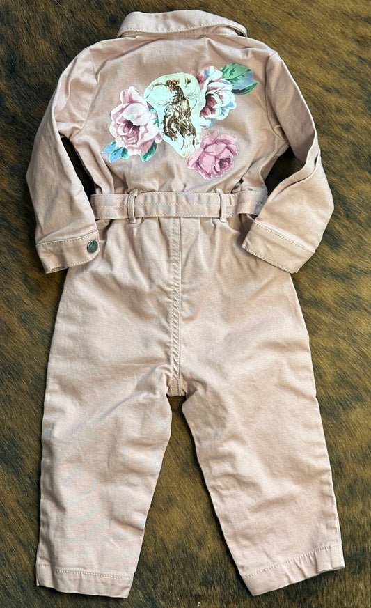Bronc and Roses on Pink Jumpsuit, Size 18 mons. #2