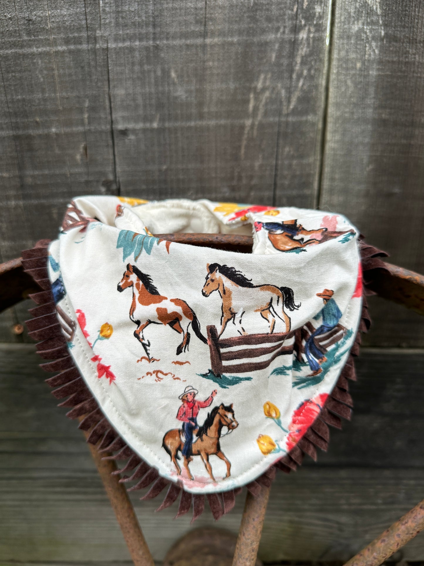 Floral Cowgirl and Horses Buckaroo Baby Bibs