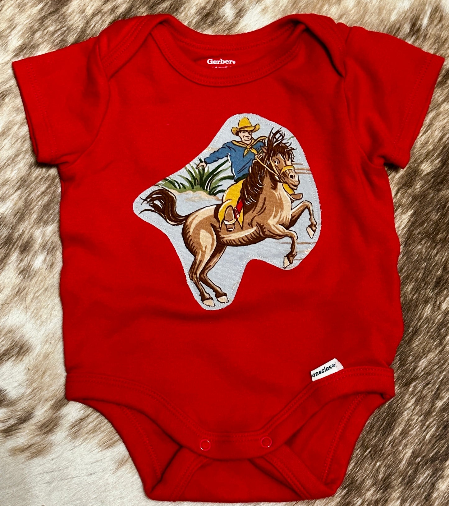 Red Ranch Buckaroo Onesie, Size 0-3 mons.