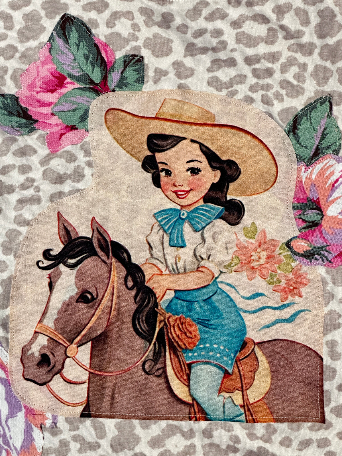Cowgirl & Roses on Light Leopard Tee, Size 3T