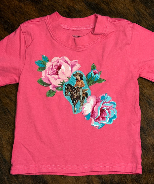 Turquoise & Hot Pink Cowgirl & Roses, Size 18 mons.