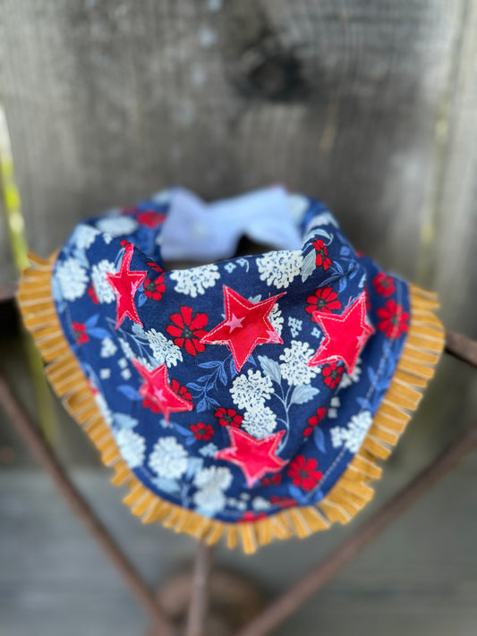 Stars on Floral Lightweight Fourth of July Buckaroo Baby Bib