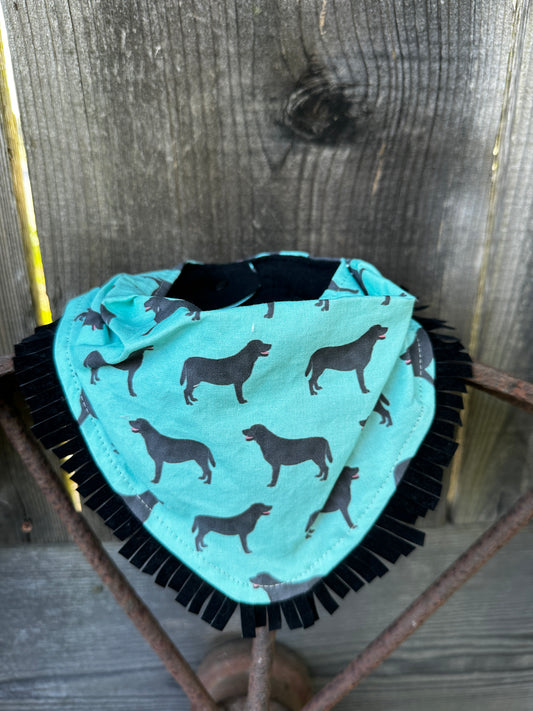 Turquoise Black Dog Buckaroo Baby Bib