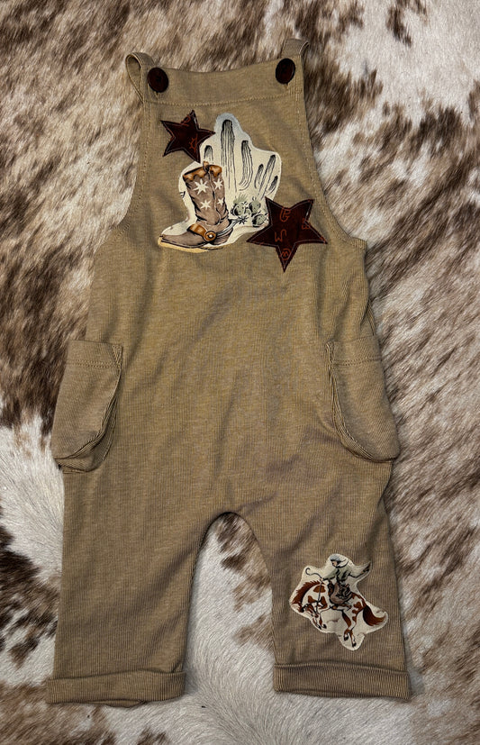 Soft Cowboy Overalls, Size 3-6 mons.