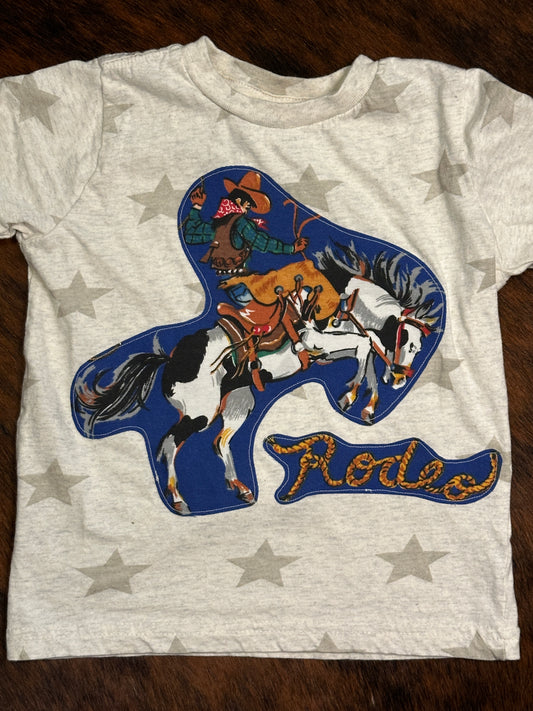 Rodeo Gray Stars Tee, Size 3T