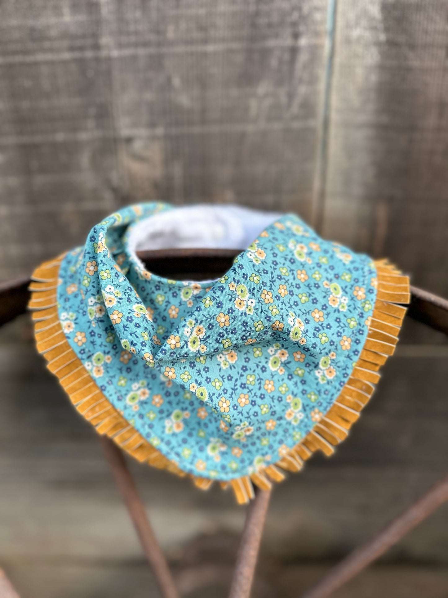 Tiny Blue Floral Buckaroo Baby Bib