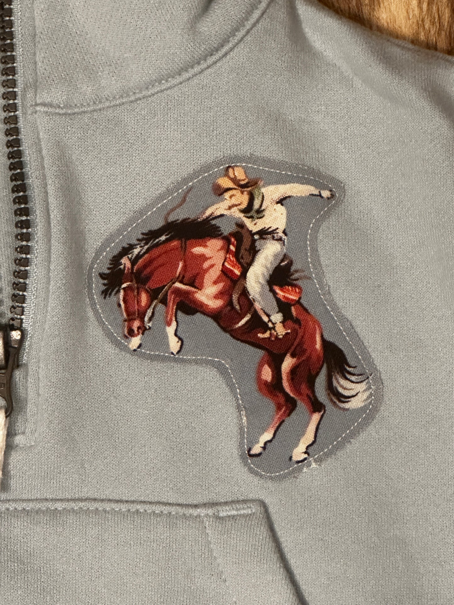 Quarter Zip Light Blue Bronc Sweatshirt, Size 18 mons.