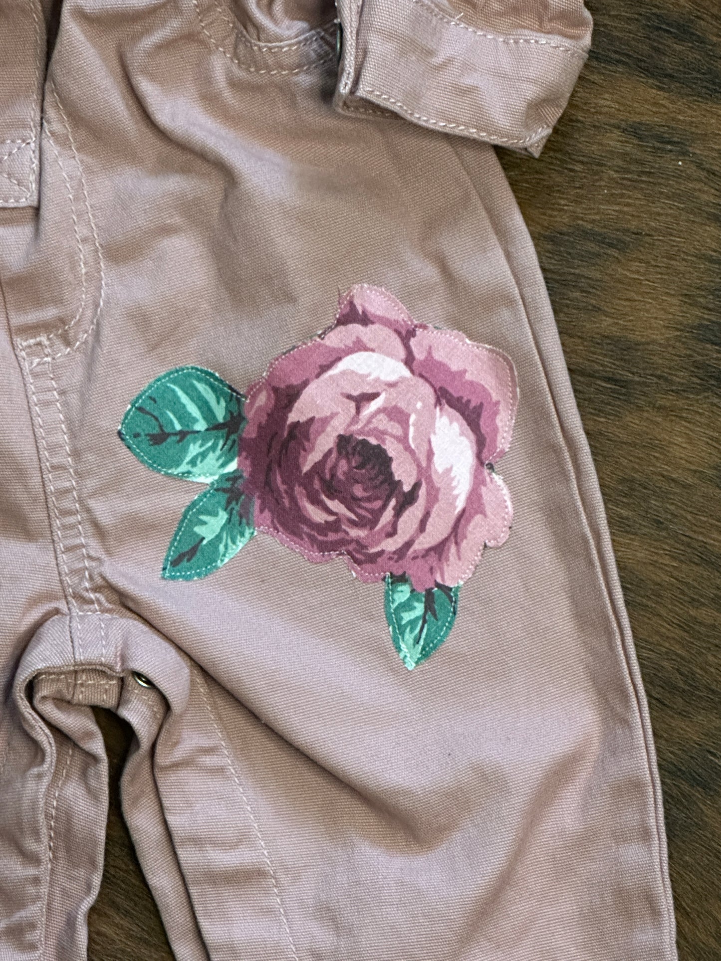 Horse Portrait and Roses on Pink Jumpsuit, Size 18 mons. #3