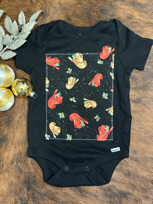 Holly Cowboy Hats Onesie, Size 6-9 mons.