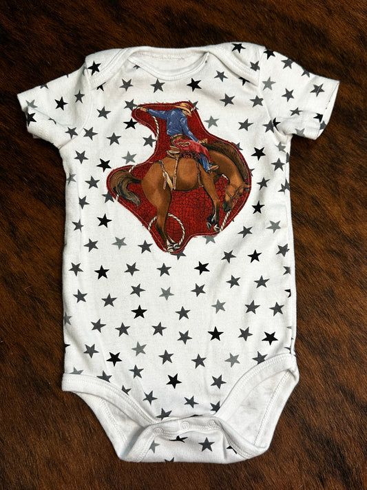 Classic Bronc Rider on Star Onesie, Size 6-9 mons.