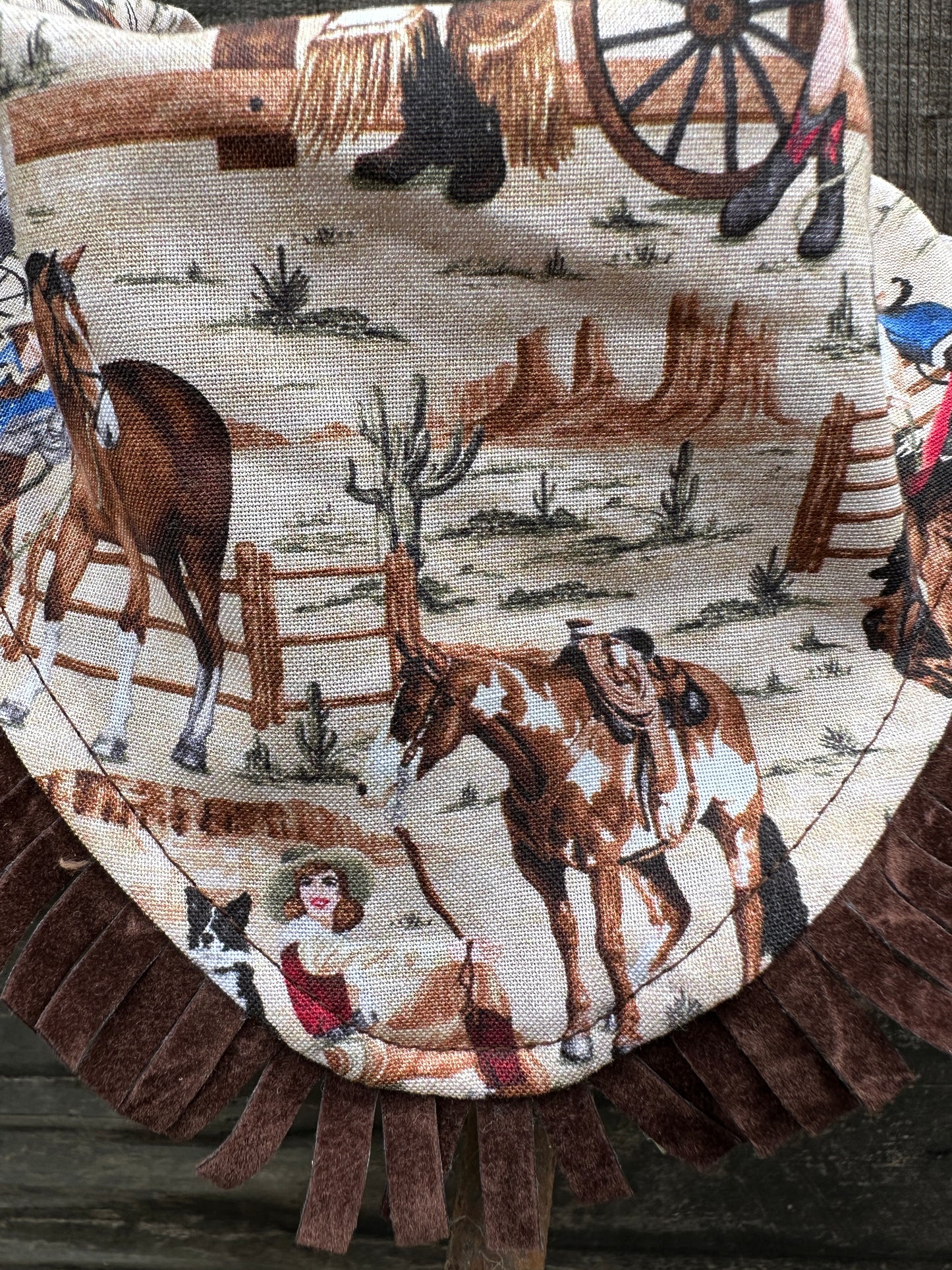 Cowgirl Scenes Bib/Burp Cloth Set