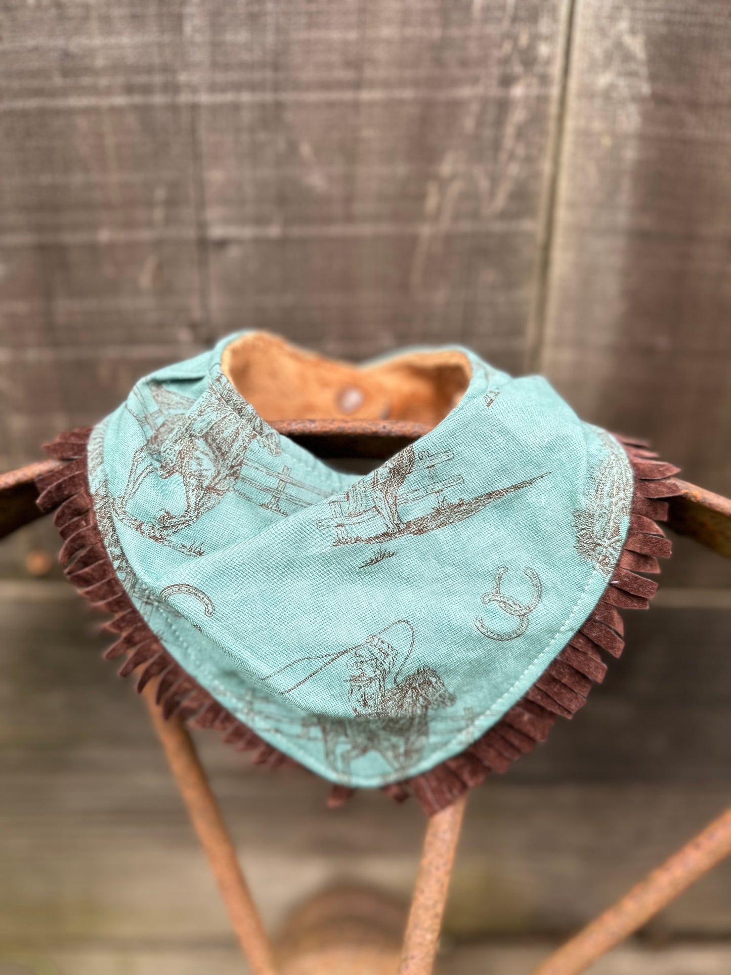 Cowboy Roper on Turquoise Buckaroo Baby Bib