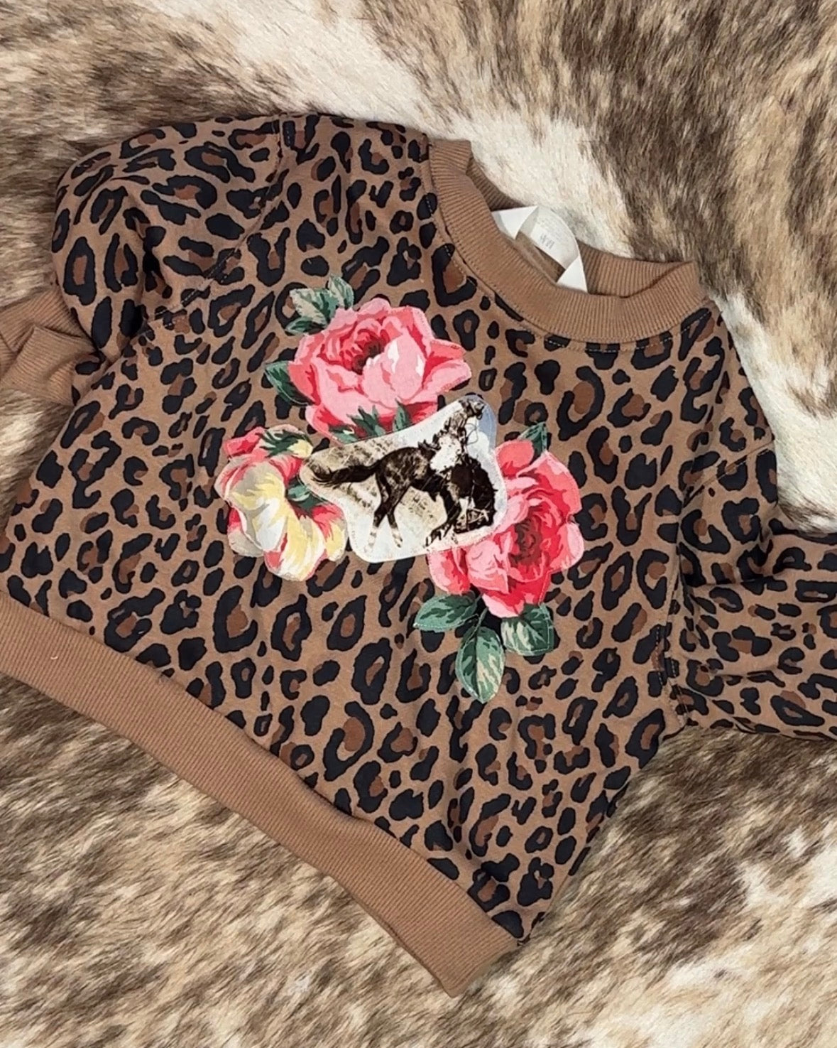 Bronc & Roses on Leopard, Size 2T
