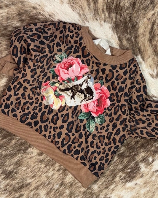 Bronc & Roses on Leopard, Size 2T