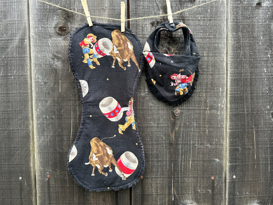 Rodeo Clown Bib/Burp Cloth Set