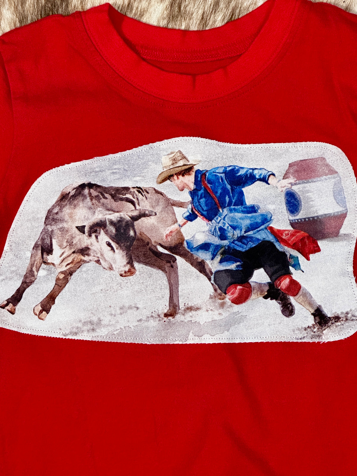 Bull Fighter on Red Tee, Size 2T