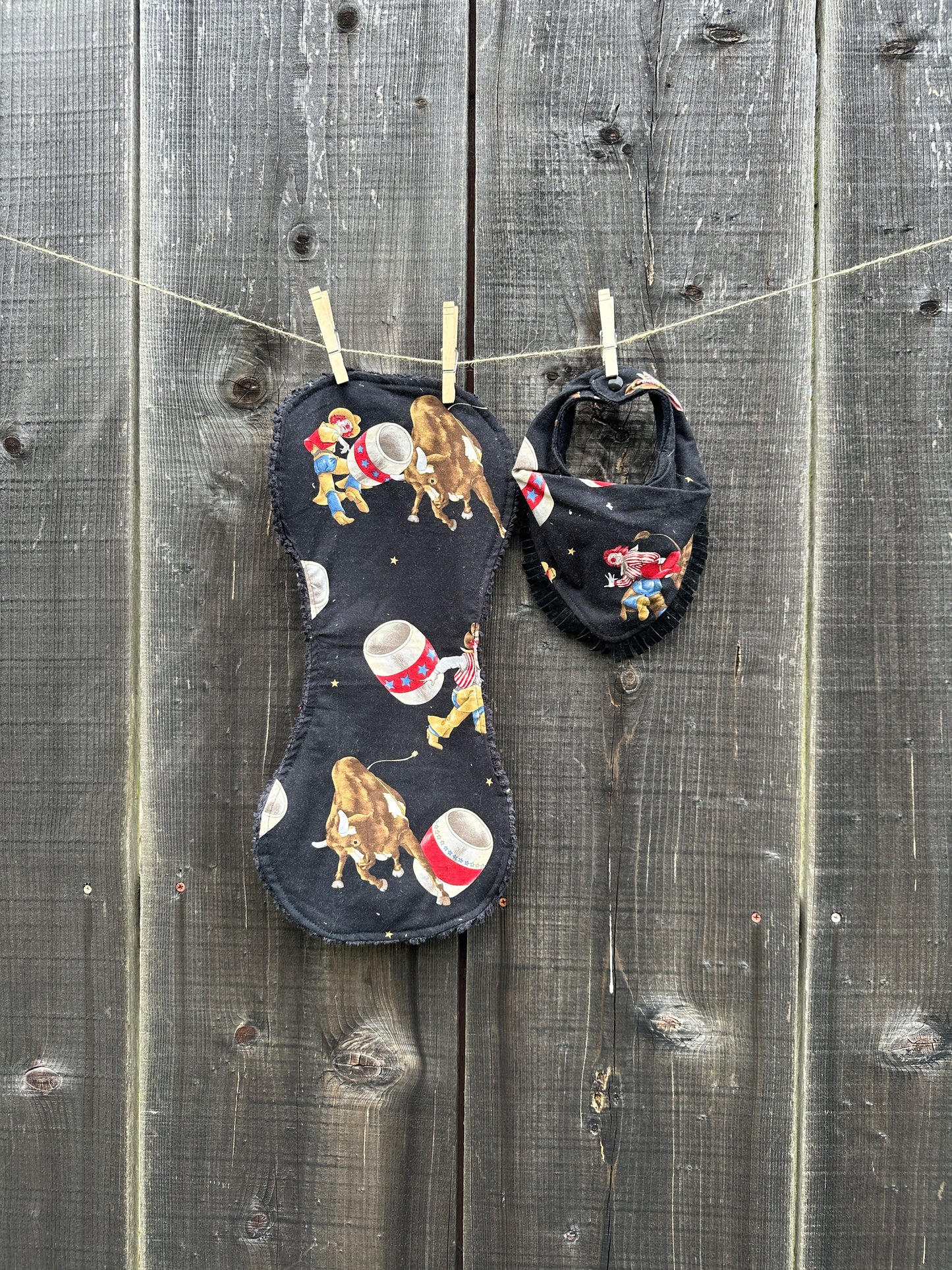 Rodeo Clown Bib/Burp Cloth Set