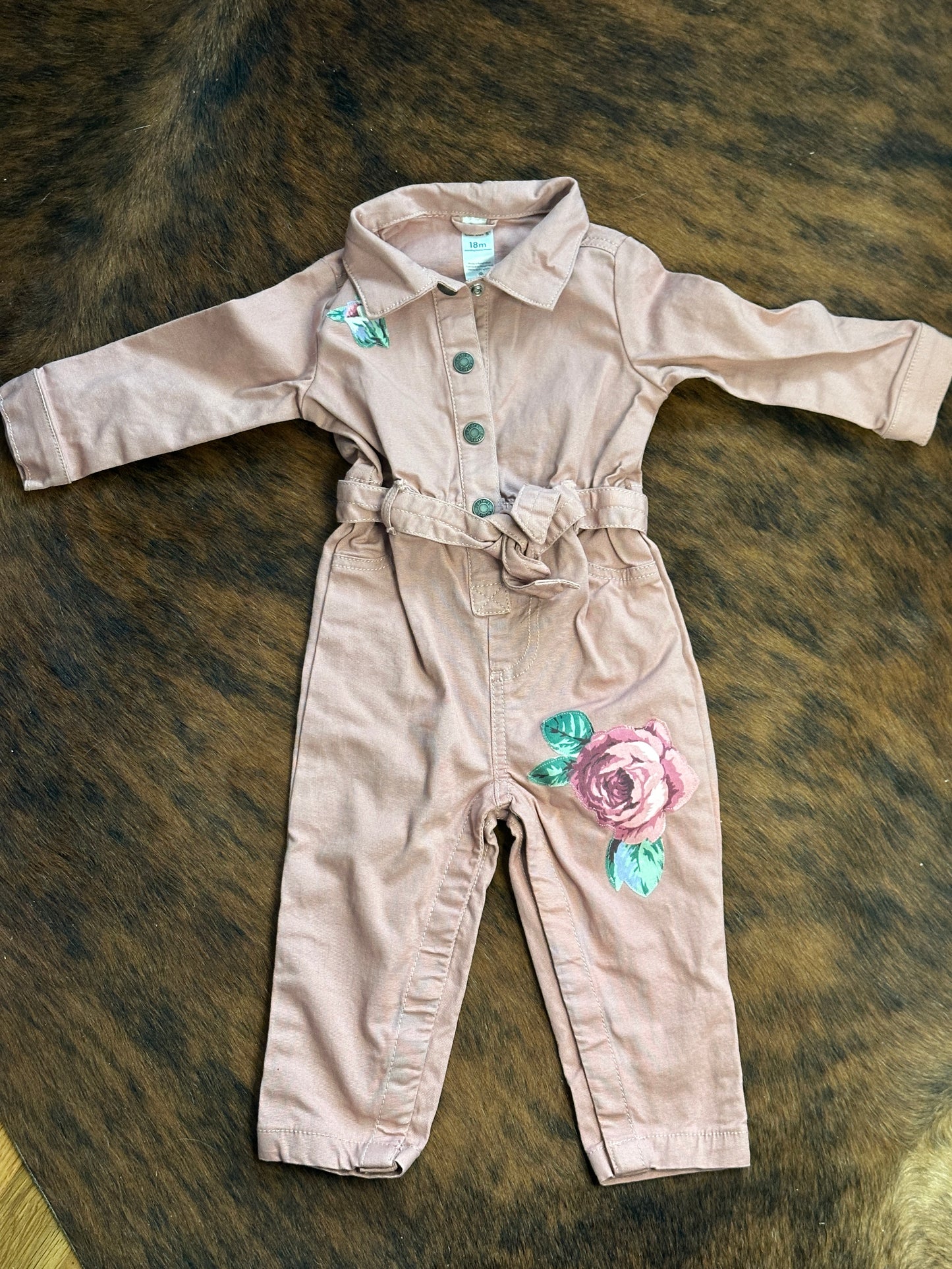 Bronc and Roses on Pink Jumpsuit, Size 18 mons. #2