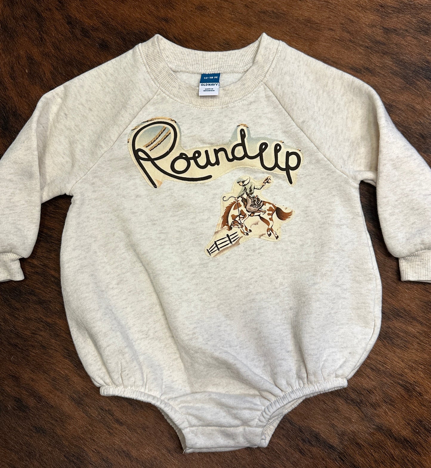 Roundup Sweatshirt Romper, Size 12-18 mons.