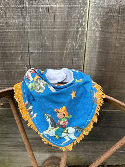 Blue Vintage Cowboy Buckaroo Baby Bib