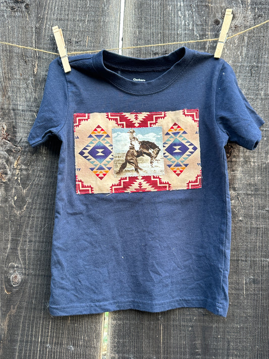 Aztec Bronc Rider on Navy, Size 4T