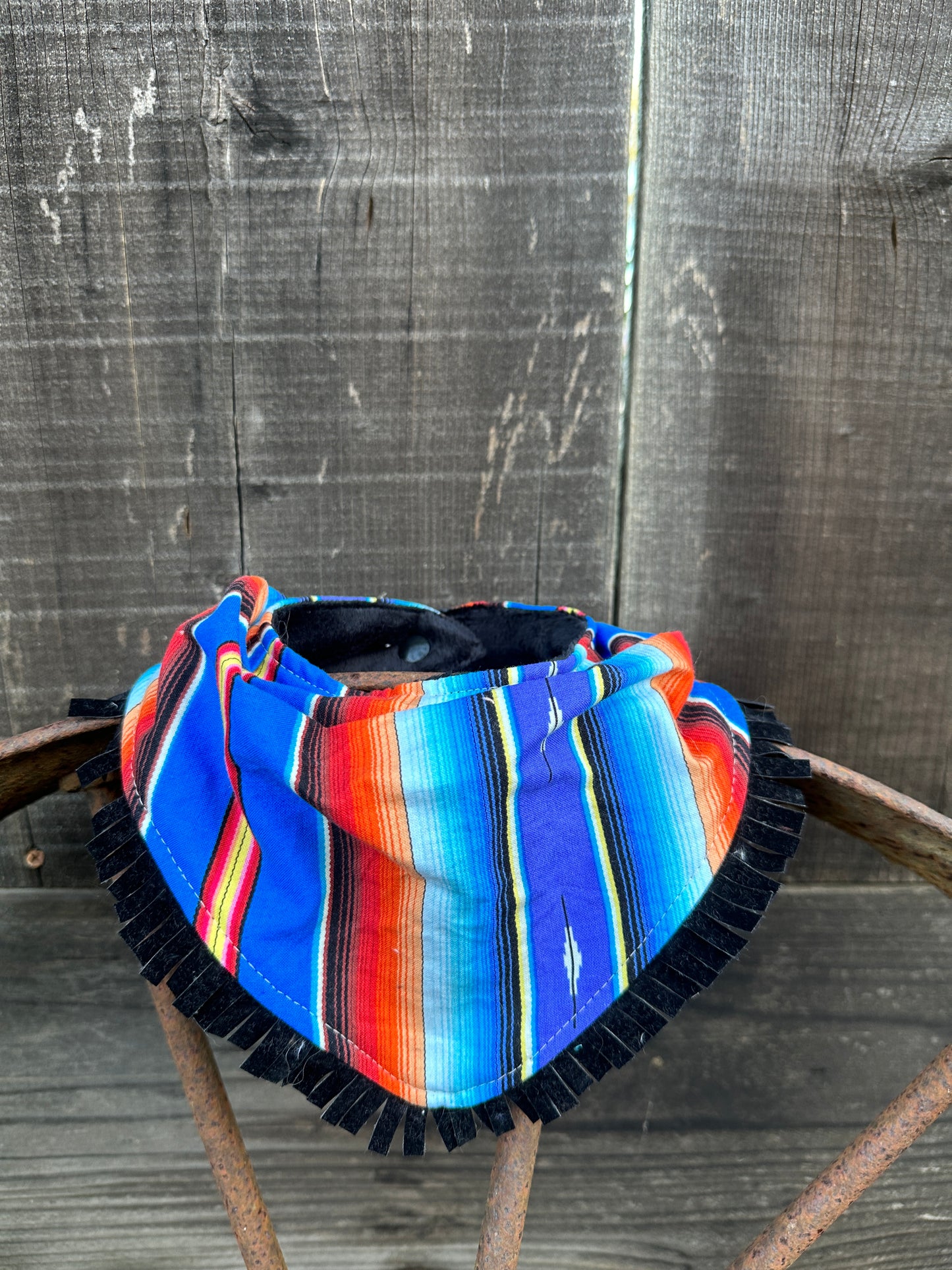 Blue and Orange Bright Serape Buckaroo Baby Bib