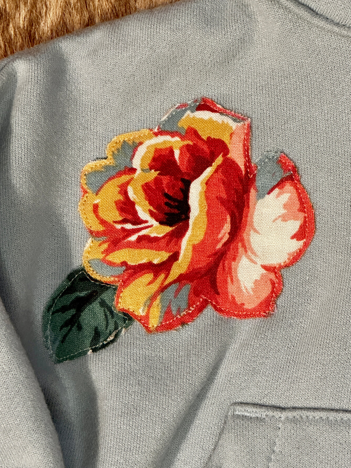 Bronc & Roses on Light Blue Quarter Zip Sweatshirt, Size 12 mons.