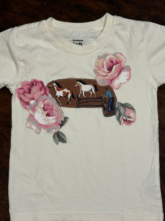 Horses & Roses Tee, Size 3T