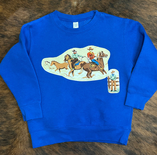 Cowboys on the Range on Royal Blue, Size 4T
