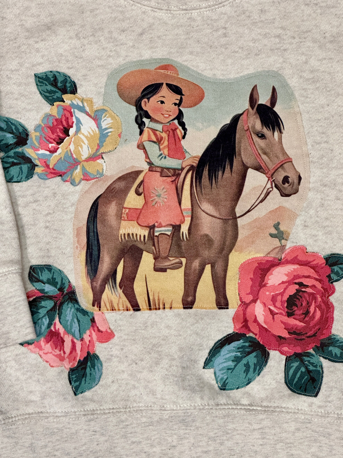 Cowgirl & Roses in Natural Heather Sweatshirt, Size 4T