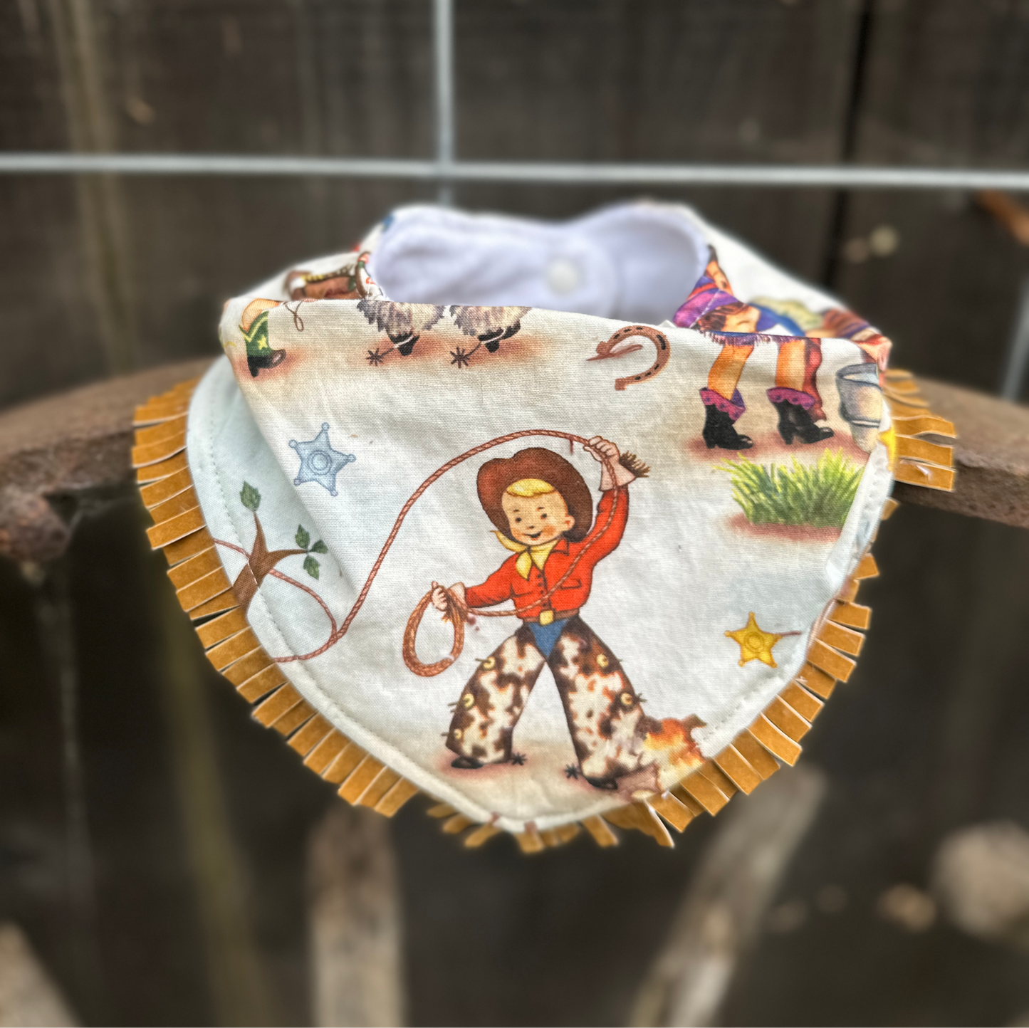 Vintage Cowkids Rodeo Dreams Bib/Burp Cloth Set