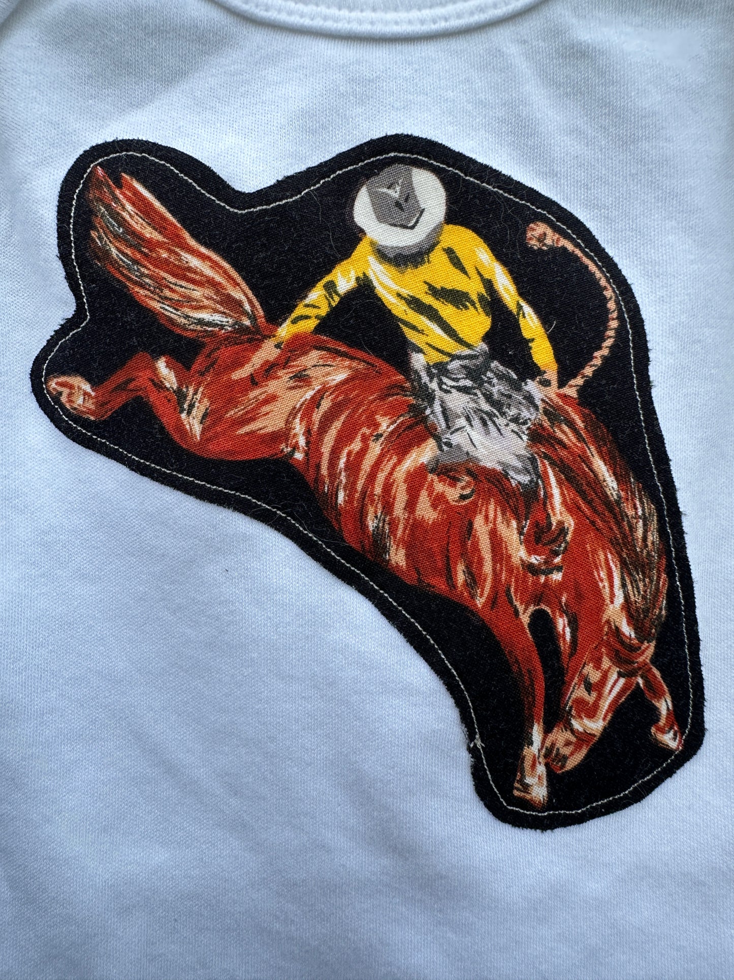 Bronc Rider on Long Sleeved Onesie, Size 0-3 mons.