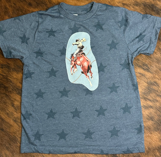 Vintage Bronc on Navy Star T-Shirt, Size 5/6T
