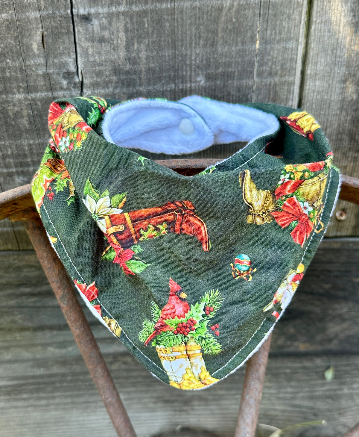 Boots & Poinsettias Christmas Bib (with & without fringe)