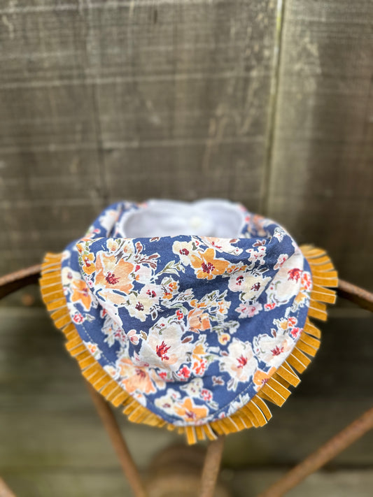 Blue Springtime Floral Buckaroo Baby Bib