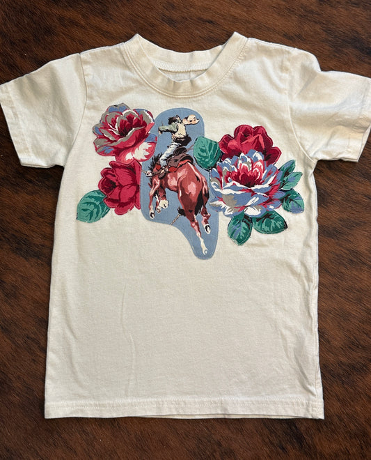 Vintage Bronc & Red Roses Tee, Size 4T