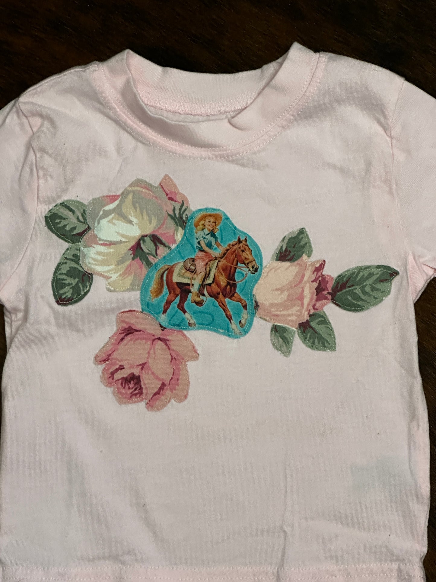 Cowgirl & Roses Light Pink Tee, Size 12 mons.